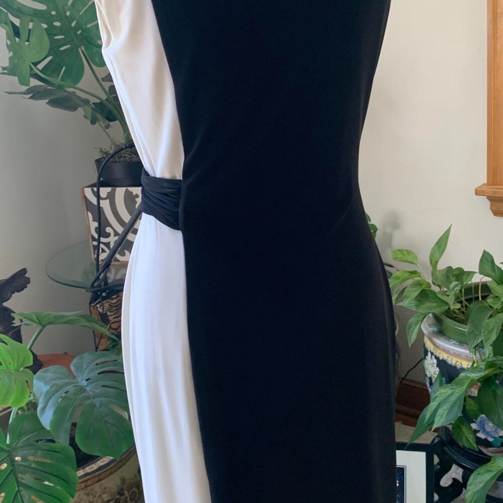 New with tags! Ralph Lauren versatile Dress black/white cascade-drape Size 8 - Picture 10 of 12